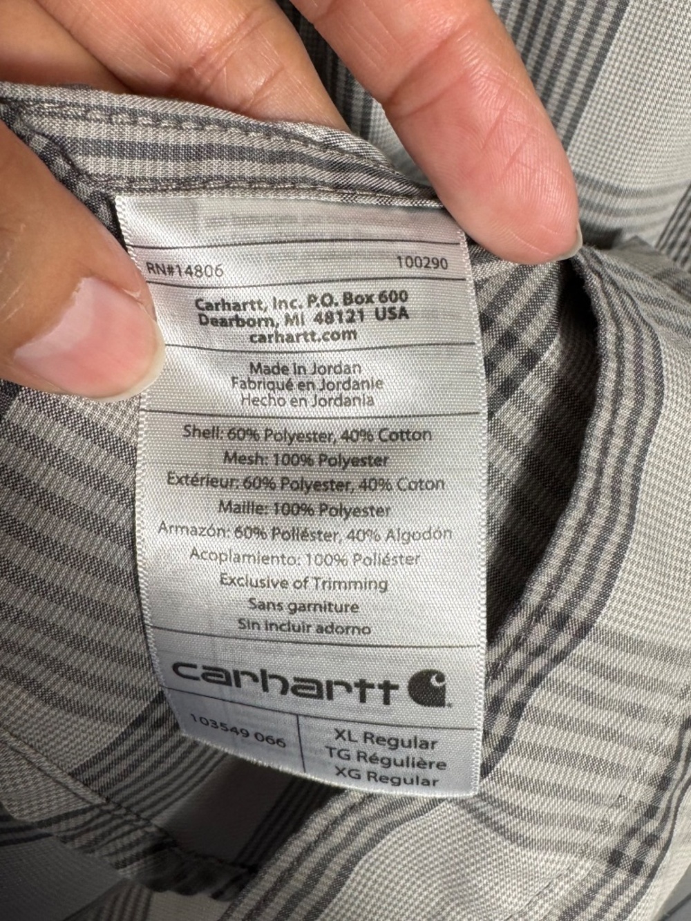 Carhartt Force Plaid Work Shirt Size XL Relaxed Fit Short Sleeve Gray - Picture 5 of 10